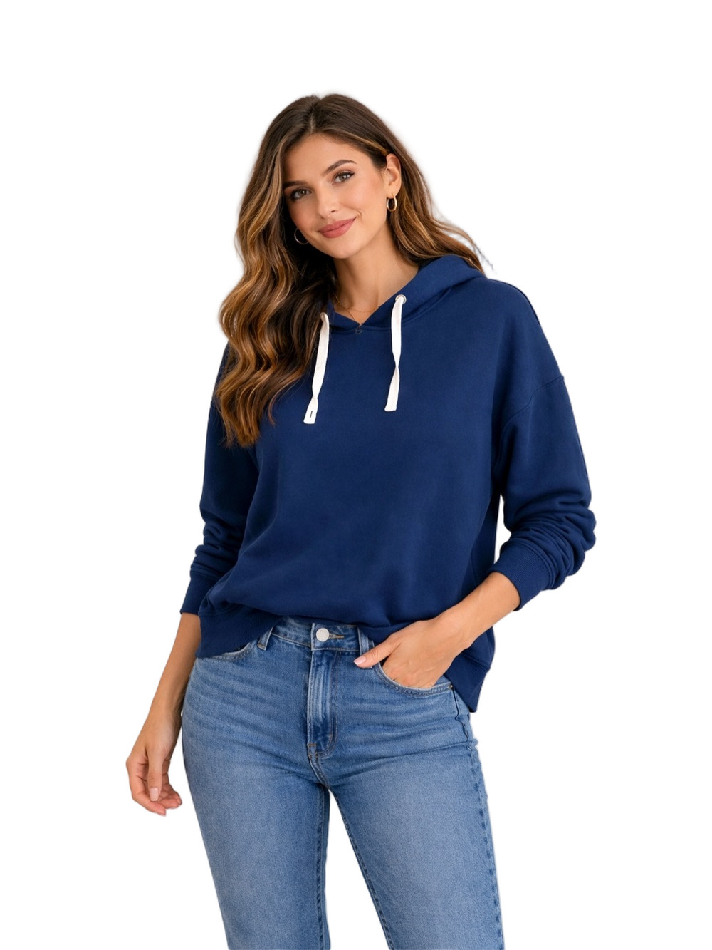 universal threads Navy Blue Hoodie sweatshirt with Cream Drawstrings